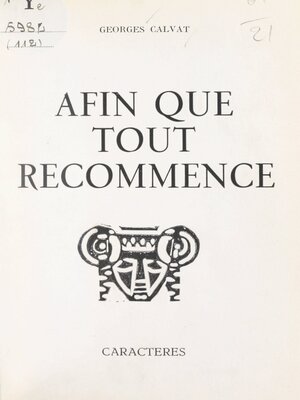 cover image of Afin que tout recommence